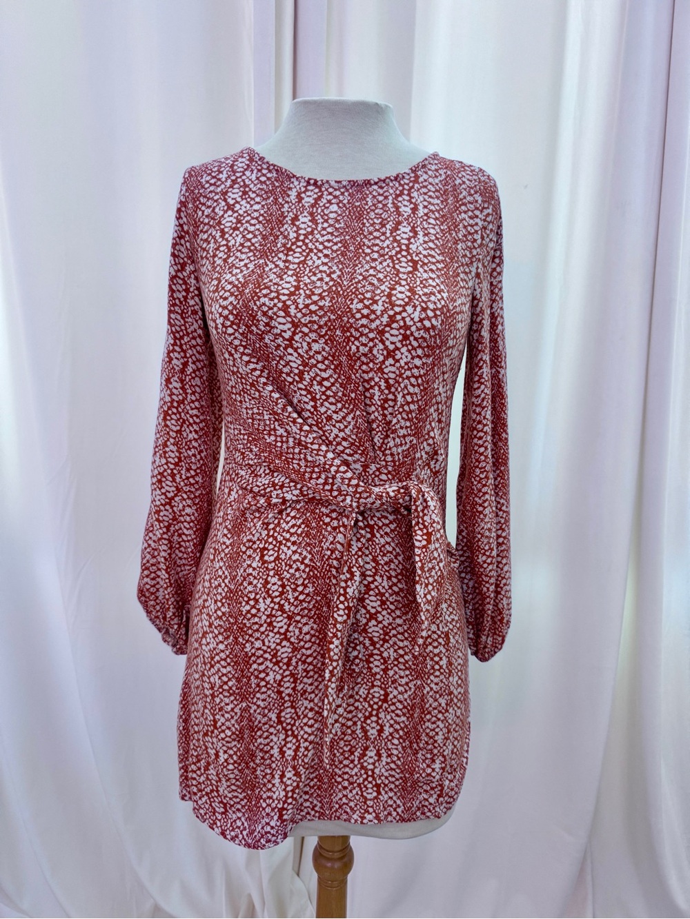 Skylar + Madison Rust Long-Sleeve Print Dress